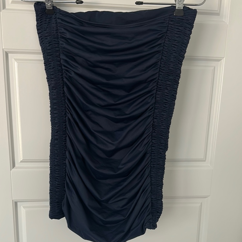 DKNYC Blue Ruched Midi Pencil One Piece